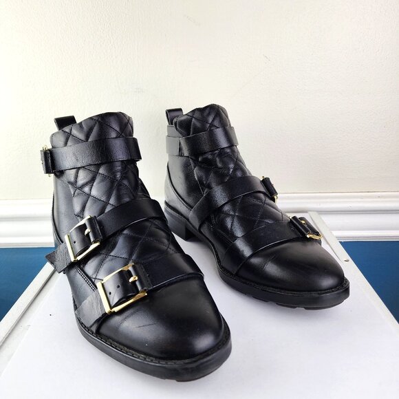 Zara Woman Chelsea Black Ankle Quilted Booties Size 38 - Picture 1 of 10